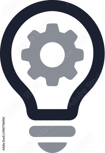 Flat Design Light Bulb with Gear Innovation Solution Concept Icon