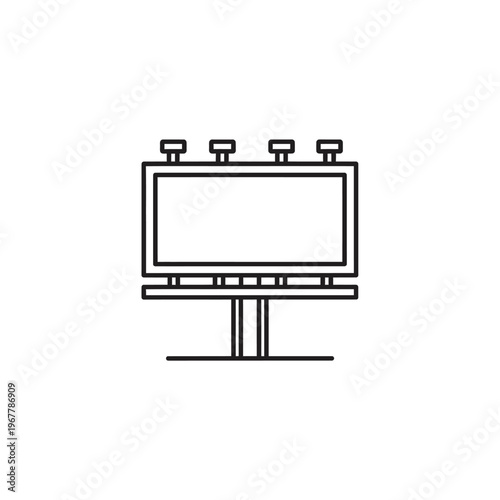 Minimalist Black and White Line Drawing of a Commercial Billboard Advertising Structure