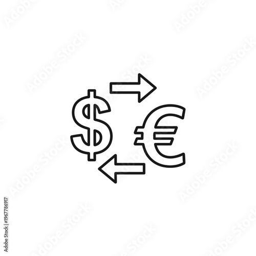 Financial Currency Exchange Symbols with Dollar and Euro Arrows Illustration