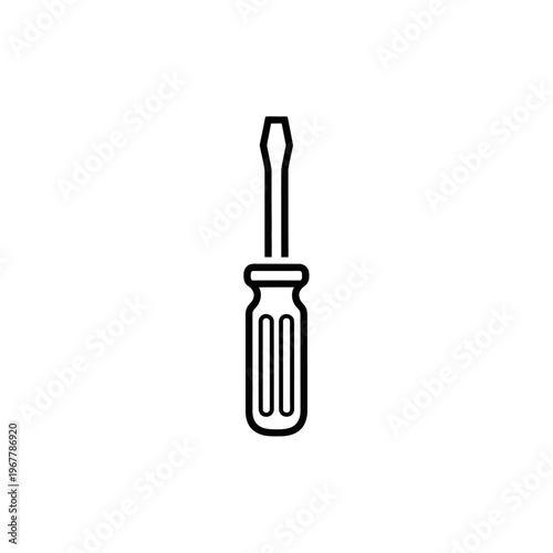 Minimalist Black and White Line Drawing of a Flathead Screwdriver for Toolbox or Repair Tools Illustration