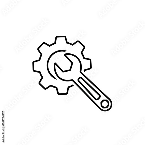 Icon of Gear and Wrench Symbolizing Mechanical Repair and Maintenance