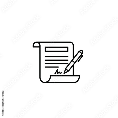 Document Signing and Legal Paperwork with Pen Illustration