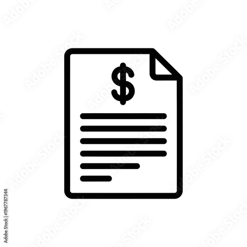 Financial Document Icon Showing Money and Paperwork for Business or Banking Concept