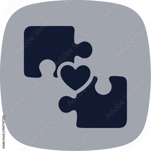 Simple Flat Design Puzzle Heart Connection Relationship Icon Illustration