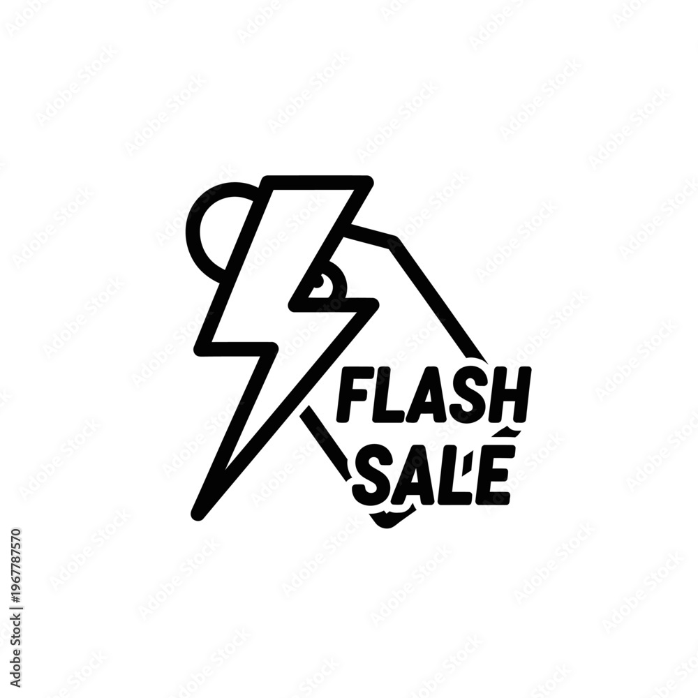 Obraz premium Dynamic Flash Sale Icon with Lightning Bolt and Discount Tag for Marketing Campaigns