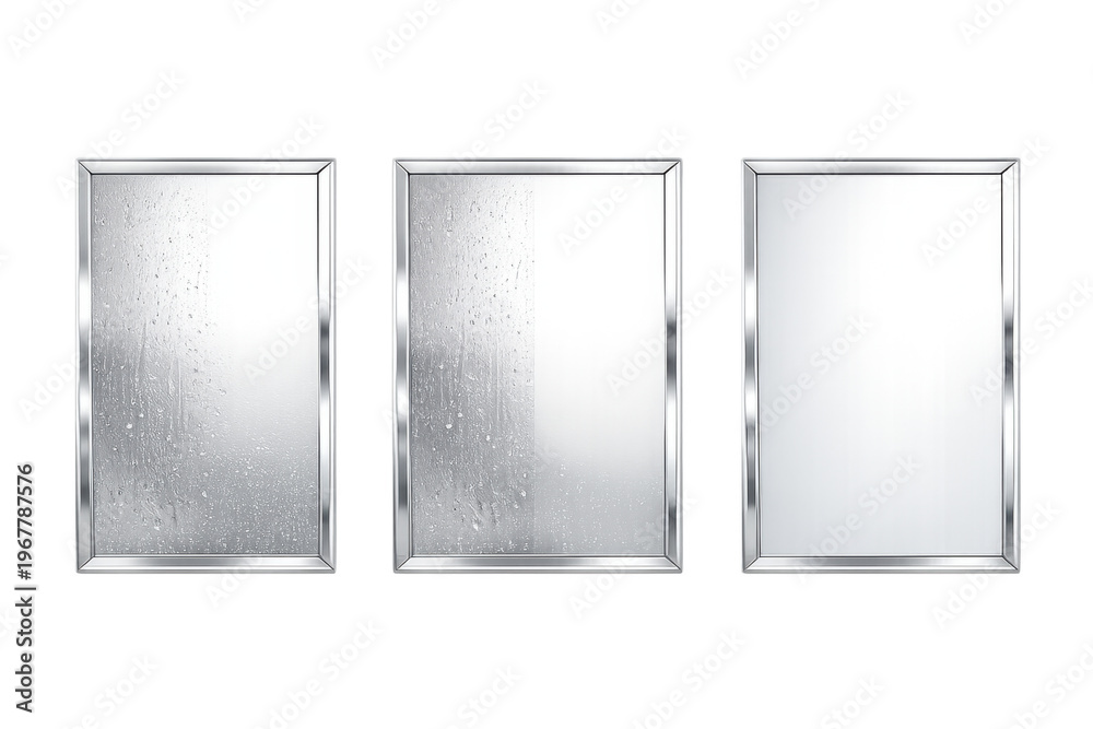 Fototapeta premium Bathroom glass mirrors with changing condensation levels