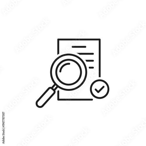 Magnifying Glass Over Document with Checkmark Symbol Illustrating Review or Verification Concept