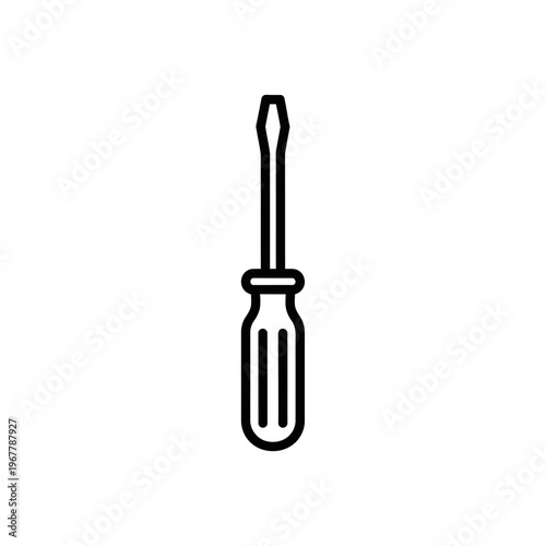 Minimalist Black Outline of Flathead Screwdriver for Tool and Hardware Categories