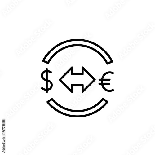 Financial Exchange Concept Featuring Currency Symbols and Arrows