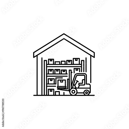 Indoor Warehouse Storage System with Shelves and Organized Inventory