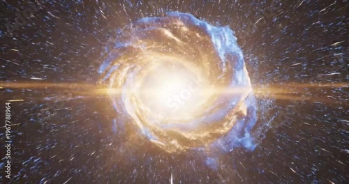 A mesmerizing spiral galaxy with vibrant colors and stars swirling around a bright core