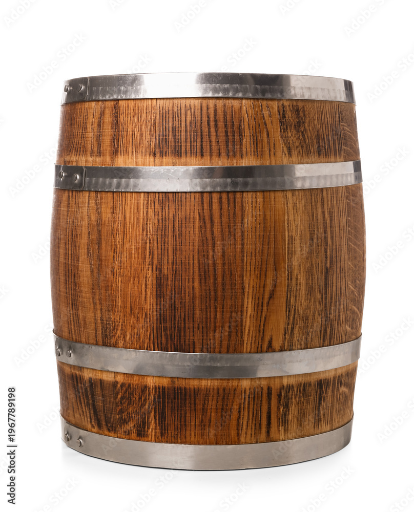 Fototapeta premium Wooden barrel isolated on white background