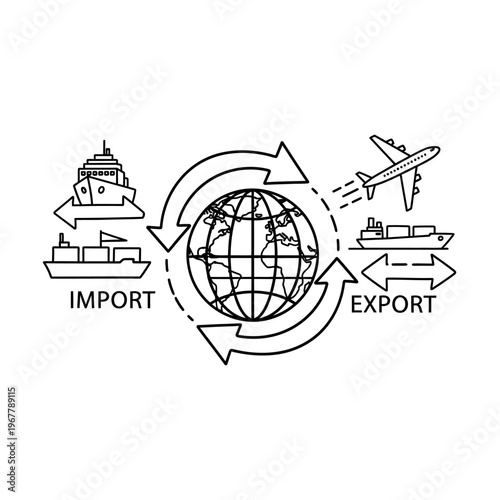 Global Shipping and Logistics Concept with Cargo Ships and Airplanes