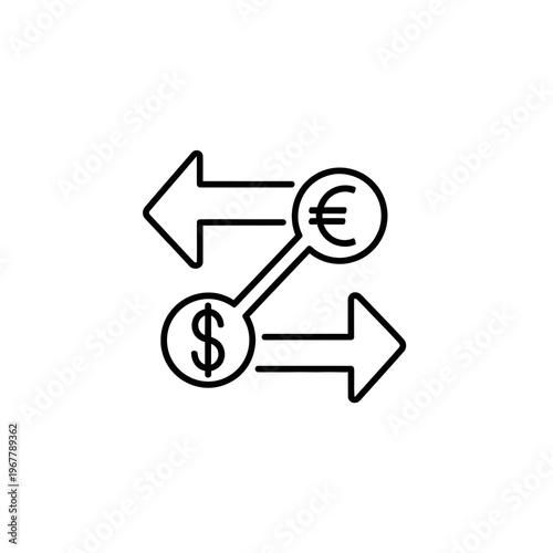 Financial Transaction Icons Showing Currency Exchange and Money Transfer