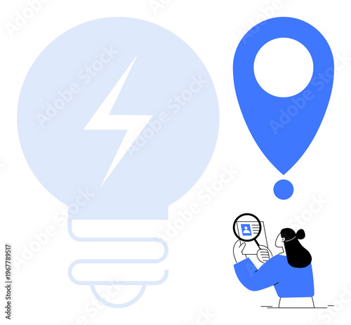 Innovation concept. Innovation ed by a lightbulb and geolocation pin highlighting connection to creativity. Innovation for tech, startups, development, strategy, and education-themed projects