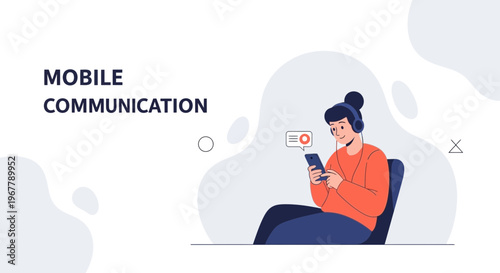 Mobile Communication: Person Listening to Music on Phone with Headphones