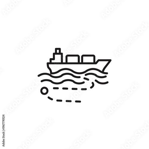 Large Cargo Ship Navigating Open Water Under Clear Sky