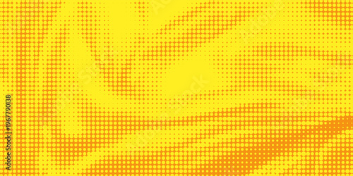 Yellow orange halftone pattern. Retro comic gradient background. Square pixilated dot cartoon texture.EPS10
