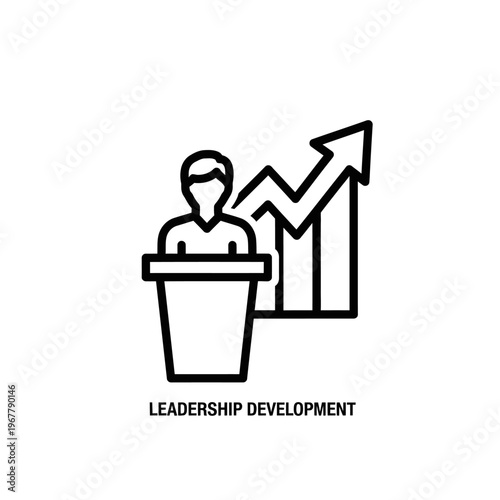 Leadership Development Concept Illustration with Growth Arrow and Person