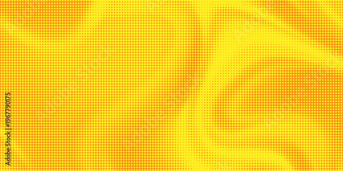 Yellow orange halftone pattern. Retro comic gradient background. Square pixilated dot cartoon texture.EPS10