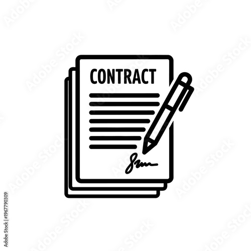 Legal Contract Document with Pen Icon - Business and Agreement Concept
