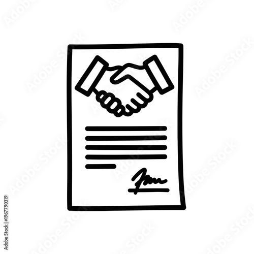 Handshake Agreement Document Illustration for Business Transactions