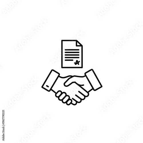 Handshake Agreement Document Illustration Symbolizing Contractual Deal