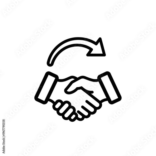 Handshake Agreement Icon with Circular Arrow Symbolizing Collaboration and Partnership