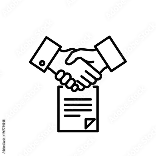 Handshake Icon With Document Symbolizing Agreement and Partnership Concepts