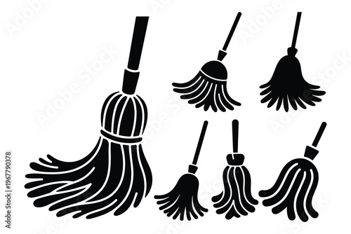 Black broom brooms cleaning sweep sweeping