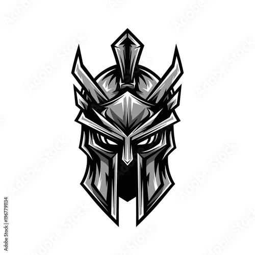 A futuristic knight's helmet design with spikes.