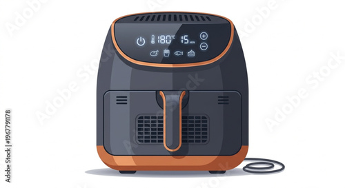 Modern Air Fryer Appliance Vector Illustration in Flat 2.0 Style