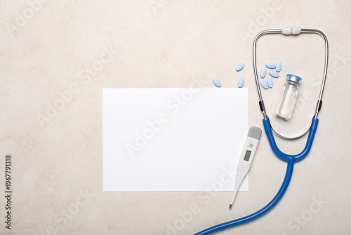 Blank card, stethoscope, th...