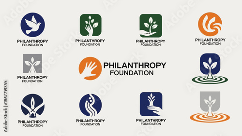 Collection of diverse charity organization logos representing philanthropy and social impact