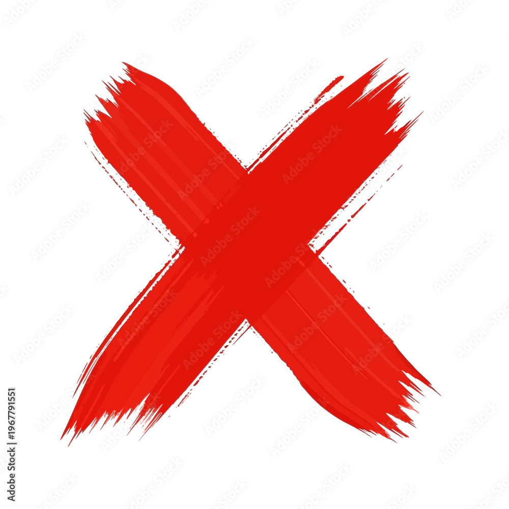 Obraz premium A red brush stroke X symbol.