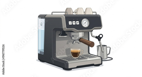 Modern Espresso Coffee Machine Vector Illustration in Flat 2.0 Style Isolated on White Background