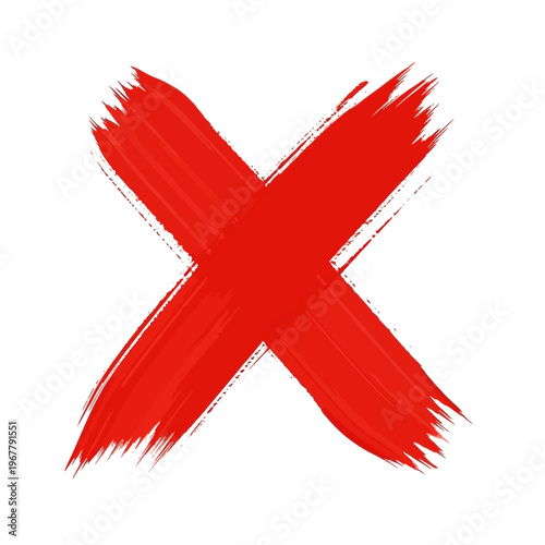 A red brush stroke X symbol.