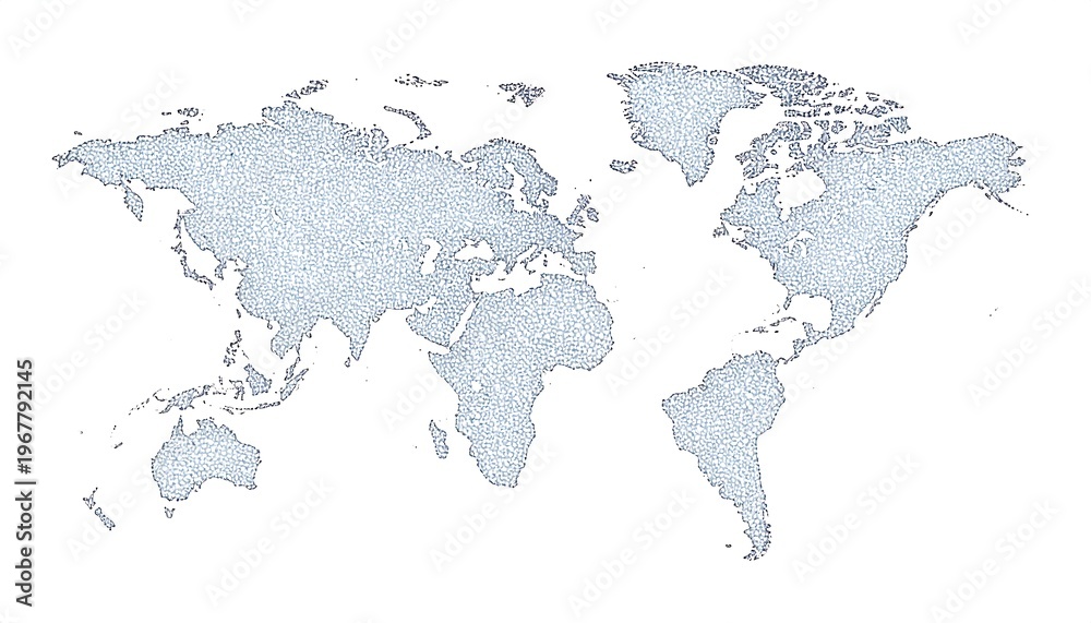Obraz premium Detailed Dotwork World Map Illustration on White Background for Global Concepts