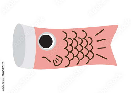 シンプルなかわいい鯉のぼり、緋鯉、1匹