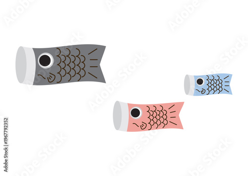 かわいいシンプルな鯉のぼり、ポールなし