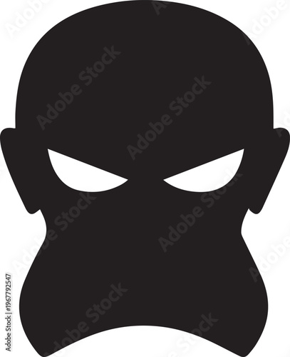 Black silhouette illustration of angry face on transparent background vector graphic