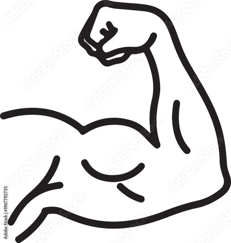 Flexed bicep muscle, symbolizing strength and power.