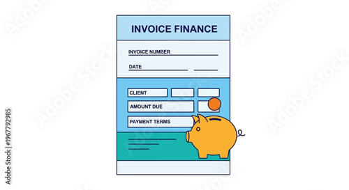 Illustration of a financial invoice with a piggy bank icon emphasizing savings and payments