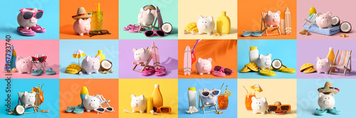 Collage of piggy banks with...