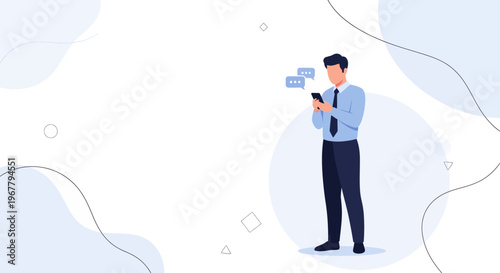 Man texting on smartphone, business communication, digital connection, modern lifestyle