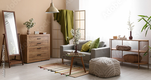 Sofa with folding screen, d...