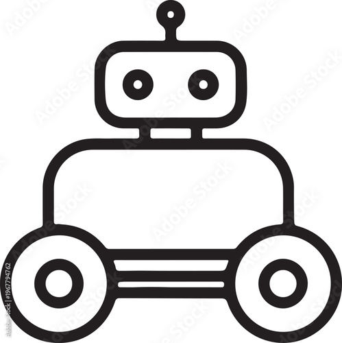 Small wheeled robot icon, futuristic autonomous vehicle illustration