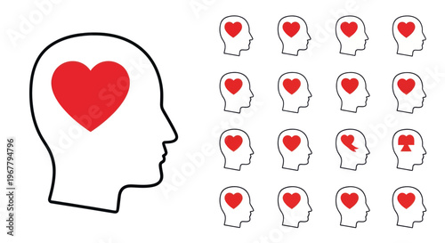Heart in Head Silhouette: Love, Emotion, and Thought Concepts