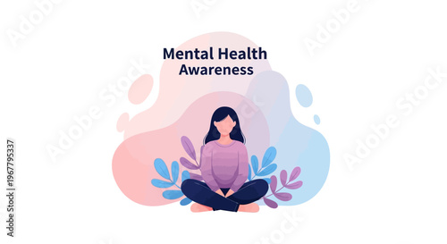 Woman Meditating in Lotus Pose for Mental Health Awareness.