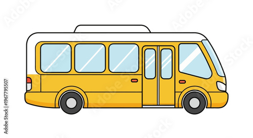 Yellow school bus illustration on a white background.